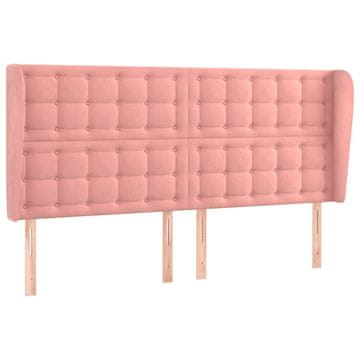 Vidaxl Vzglavje z ušesi roza 183x23x118/128 cm žamet