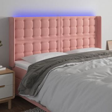 Vidaxl vidaXL Vzglavje postelje z LED svetlobo roza 183x16x118/128 cm žamet