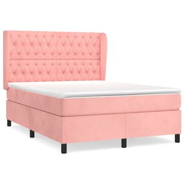 Vidaxl Box spring postelja z vzmetnico roza 140x200 cm žamet