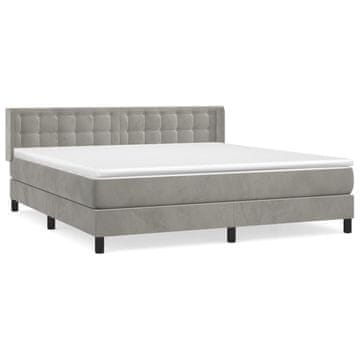 Vidaxl Box spring postelja z vzmetnico svetlo siva 180x200 cm žamet