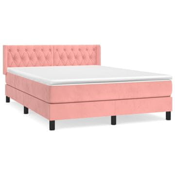 Vidaxl Box spring postelja z vzmetnico roza 140x200 cm žamet