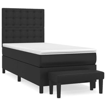 Vidaxl Box spring postelja z vzmetnico črn 100x200 cm umetno usnje