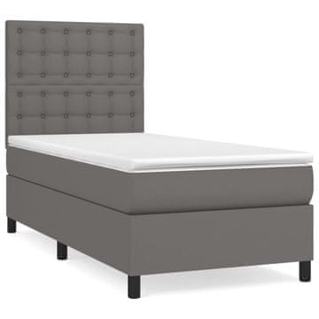 Vidaxl Box spring postelja z vzmetnico siv 90x190 cm umetno usnje