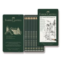 Faber-Castell Grafitni svinčnik Castell 9000 Design set 12 kosov, pločevinasta škatlica