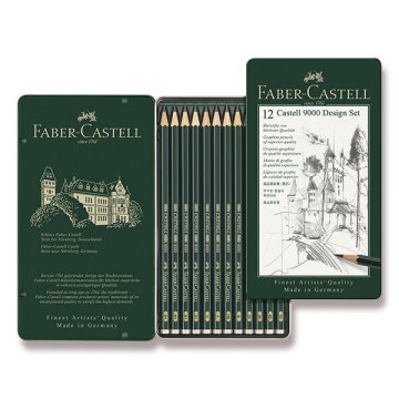 Faber-Castell Grafitni svinčnik Castell 9000 Design set - 12 kosov, pločevinasta škatlica