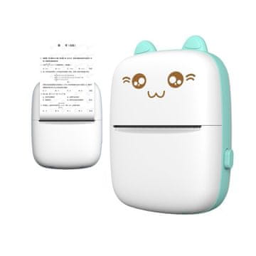 HURTEL Mini Cat termični tiskalnik nalepk prenesite iz telefona Bluetooth Fun Print blue