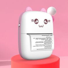 HURTEL Mini Cat termični tiskalnik nalepk prenesite iz telefona Bluetooth Fun Print pink