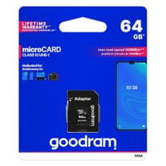 slomart goodram microcard 64 gb kartice micro sd xc uhs-i class 10, adapter sd (m1aa-0640r12)