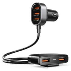 Joyroom Hitri avtomobilski polnilec 5x USB 6,2A s podaljševalnim kablom črne barve
