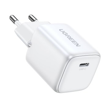 Ugreen GaN 1x USB-C 30W PD Nexode Mini hitri polnilec bele barve