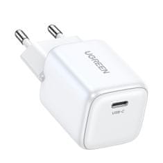 Ugreen GaN 1x USB-C 30W PD Nexode Mini hitri polnilec bele barve