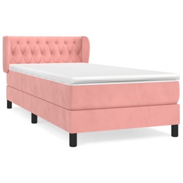 Vidaxl Box spring postelja z vzmetnico roza 100x200 cm žamet