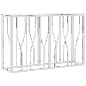 Vidaxl Konzolna mizica srebrna 110x30x70 cm nerjaveče jeklo in steklo