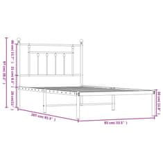 Vidaxl Kovinski posteljni okvir z vzglavjem črn 80x200 cm