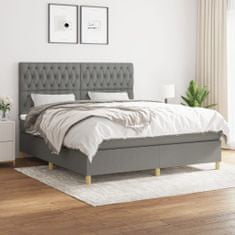 Vidaxl Box spring postelja z vzmetnico temno siva 180x200 cm blago