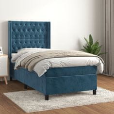 Vidaxl Box spring postelja z vzmetnico temno modra 90x200 cm žamet