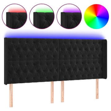 Vidaxl LED posteljno vzglavje črno 183x16x118/128 cm žamet