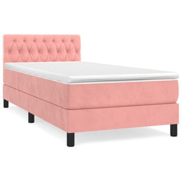 Vidaxl Box spring postelja z vzmetnico roza 90x190 cm žamet