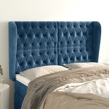 Vidaxl vidaXL Vzglavje s krilci temno modro 163x23x118/128 cm žamet