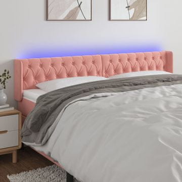 Vidaxl vidaXL Vzglavje postelje z LED svetlo roza 183x16x78/88 cm žamet