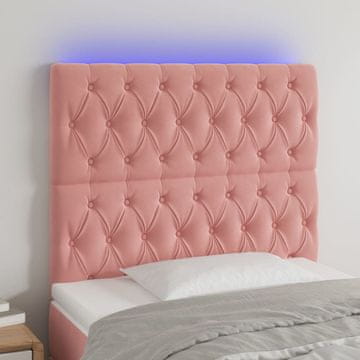 Vidaxl vidaXL Vzglavje postelje z LED svetlo roza 90x7x118/128 cm žamet