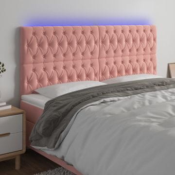 Vidaxl vidaXL Vzglavje postelje z LED svetlo roza 180x7x118/128 cm žamet