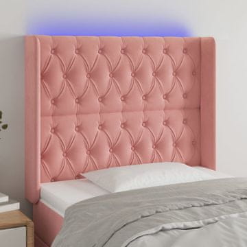Vidaxl vidaXL Vzglavje postelje z LED svetlo roza 93x16x118/128 cm žamet