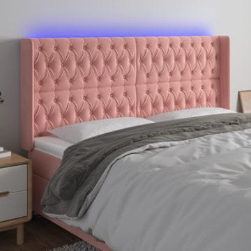 Vidaxl vidaXL Vzglavje postelje z LED svetlobo roza 183x16x118/128 cm žamet