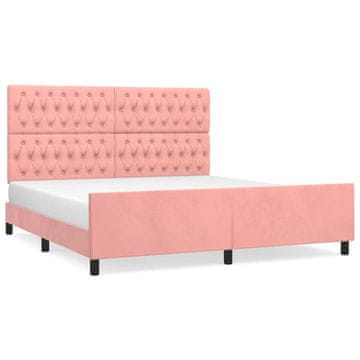 Vidaxl Posteljni okvir z vzglavjem roza 180x200 cm žamet
