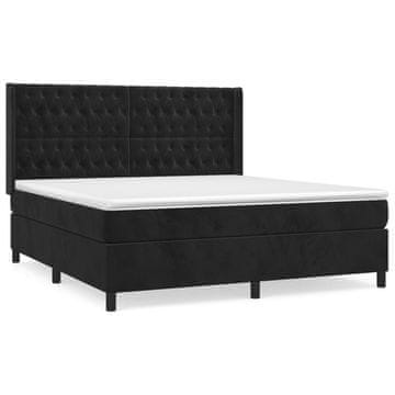Vidaxl Box spring postelja z vzmetnico črna 180x200 cm žamet