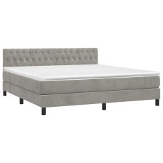 Vidaxl Box spring postelja z vzmetnico svetlo siva 180x200 cm žamet
