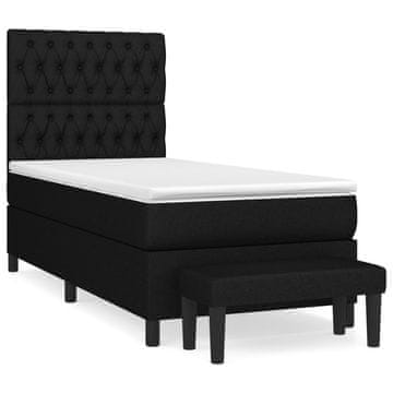 Vidaxl Box spring postelja z vzmetnico črn 90x190 cm blago