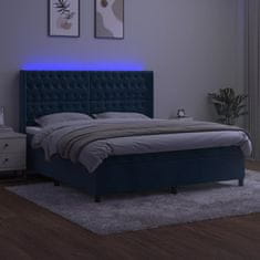 Vidaxl Box spring postelja z vzmetnico LED temno modra 160x200cm žamet