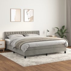 Vidaxl Box spring postelja z vzmetnico svetlo siva 180x200 cm žamet