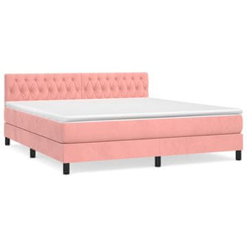 Vidaxl Box spring postelja z vzmetnico roza 180x200 cm žamet