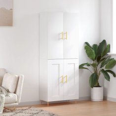 Vidaxl Visoka komoda visok sijaj bela 69,5x34x180 cm inženirski les