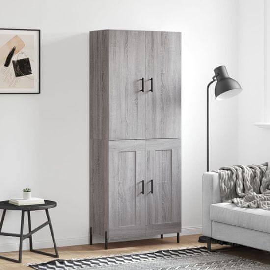 Vidaxl Visoka komoda siva sonoma 69,5x34x180 cm inženirski les