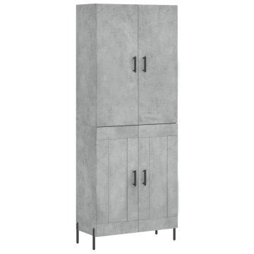 Vidaxl Visoka komoda betonsko siva 69,5x34x180 cm inženirski les