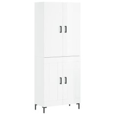 Vidaxl Visoka komoda visok sijaj bela 69,5x34x180 cm inženirski les