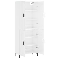 Vidaxl Visoka komoda visok sijaj bela 69,5x34x180 cm inženirski les