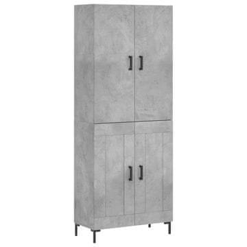 Vidaxl Visoka komoda betonsko siva 69,5x34x180 cm inženirski les