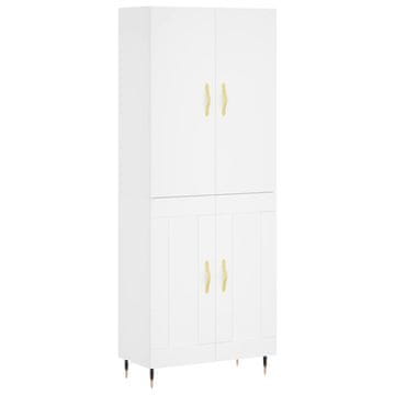 Vidaxl Visoka omara bela 69,5x34x180 cm inženirski les