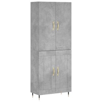 Vidaxl Visoka komoda betonsko siva 69,5x34x180 cm inženirski les
