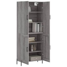 Vidaxl Visoka komoda siva sonoma 69,5x34x180 cm inženirski les