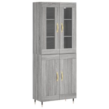Vidaxl Visoka komoda siva sonoma 69,5x34x180 cm inženirski les