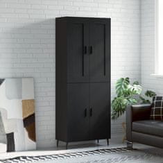 Vidaxl Visoka komoda črna 69,5x34x180 cm inženirski les