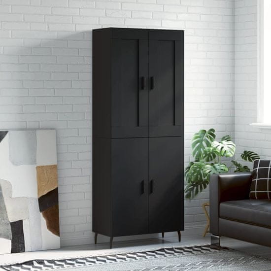 Vidaxl Visoka komoda črna 69,5x34x180 cm inženirski les