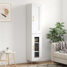Vidaxl Visoka omara bela 34,5x34x180 cm inženirski les