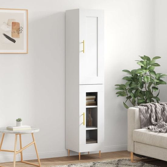 Vidaxl Visoka omara bela 34,5x34x180 cm inženirski les