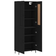 Vidaxl Visoka komoda črna 69,5x34x180 cm inženirski les